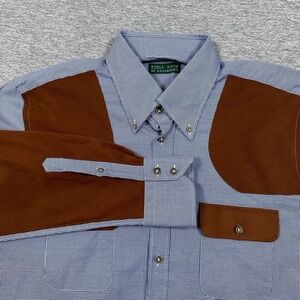 Field Shop by Hadleigh's Shirt Mens XXL Blue Houndstooth Long Sleeve Button Down